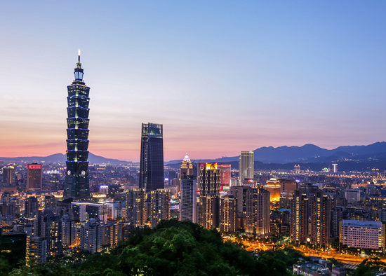 Taipei skyline, via shutterstock license