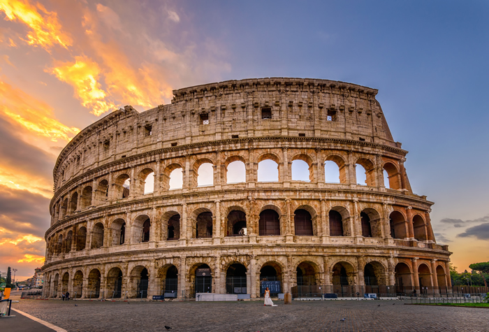 Sunrise view of Colosseum in Rome, Italy. Photo by Catarina Belova via Shutterstock license.